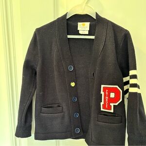 Primrose Uniform Navy Cardigan with Red Letter Patch